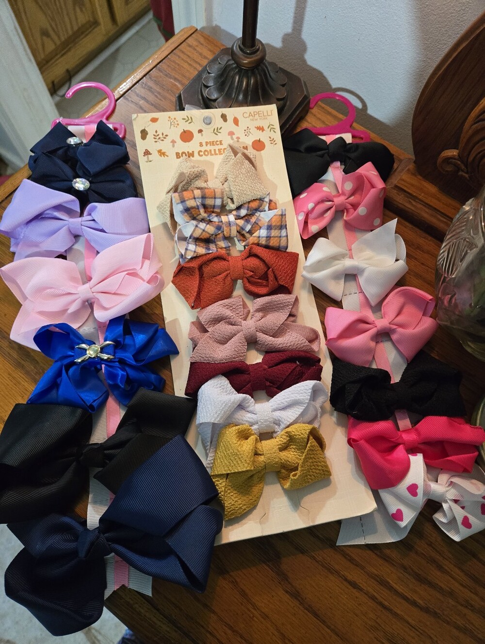 Capelli of New York Girls' Multicolor Bow Clip Set - Pink, Navy, Yellow & More